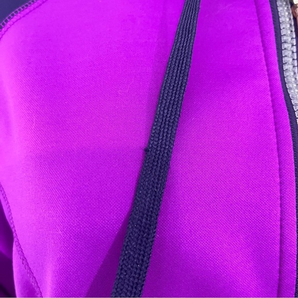 Reebok Purple Color Block Zipper Hooded Fleece Jacket - Picture 3 of 14